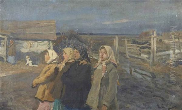 Peasant Women Of The Village Oil Painting by Aleksei Stepanovich Stepanov