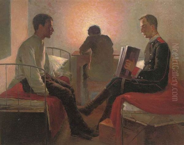 A Tune On The Squeezebox Oil Painting by Aleksei Stepanovich Stepanov