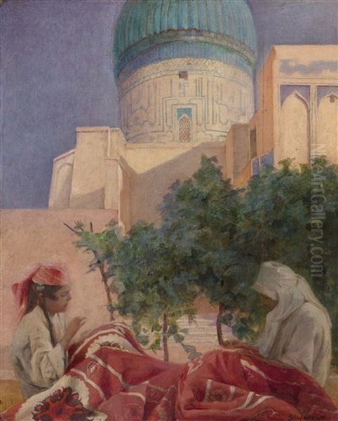 Carpet Weavers. Samarkand Oil Painting by Daniel Stepanov