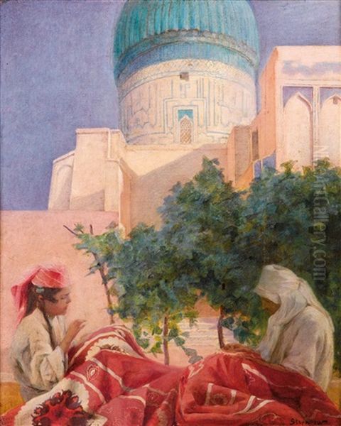 Die Teppichknupfer, Samarkand Oil Painting by Daniel Stepanov