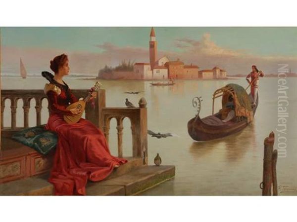 Amoureux A Venise Oil Painting by Vincent Stepevitch