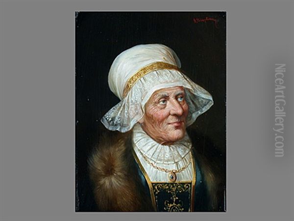 Portrait Einer Alten Frau Oil Painting by August Stephan