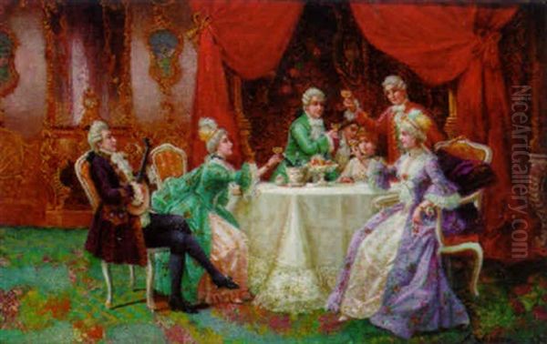 The Toast Oil Painting by August Stephan