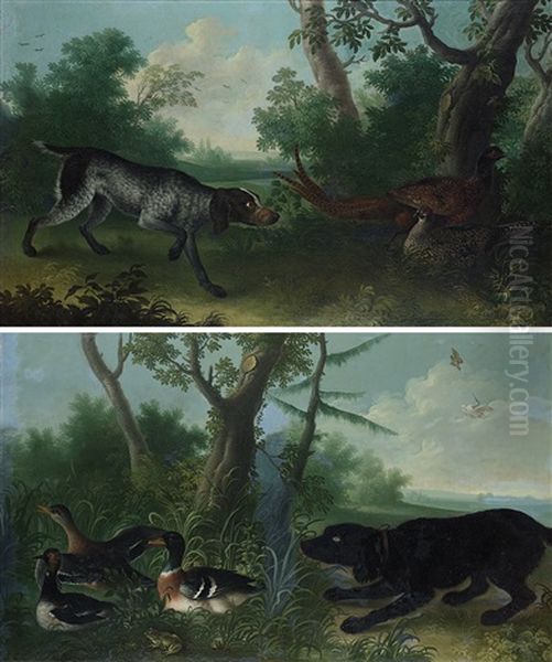 Chien Et Faisans Oil Painting by Joseph Stephan