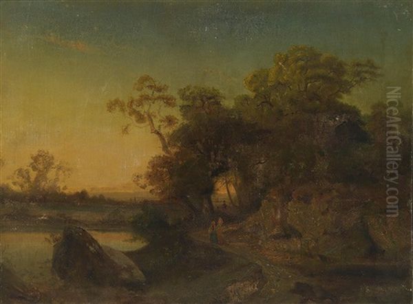 Landschaft Mit Figurlicher Staffage Oil Painting by Leopold Stephan