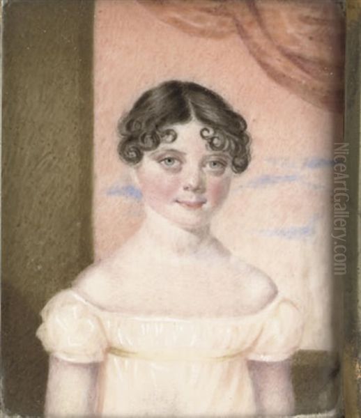 Miss Mary Jane V., In Off The Shoulder White Dress With Yellow Sash Oil Painting by William Reynolds Stephens