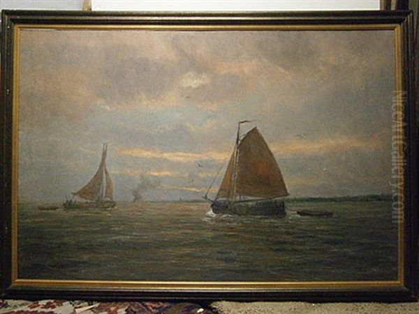 Boten Op De Schelde Oil Painting by Romain Steppe