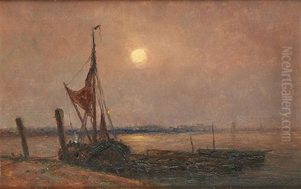 Lever De Lune Oil Painting by Romain Steppe