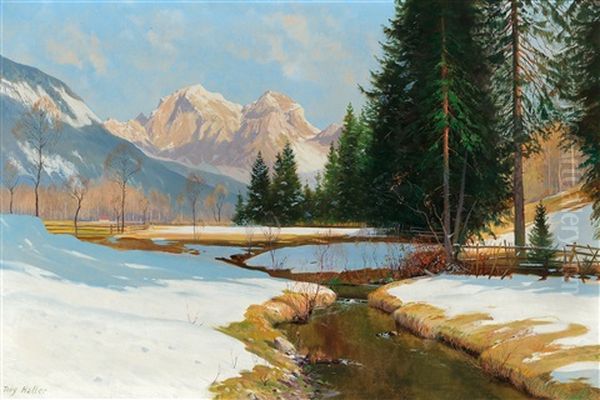 Salzburger Alps - View Of The Hoher Goll Oil Painting by Hans Sterbik