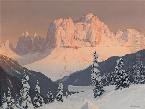 The Rosengarten As Seen From Sankt Cyrian Oil Painting by Hans Sterbik