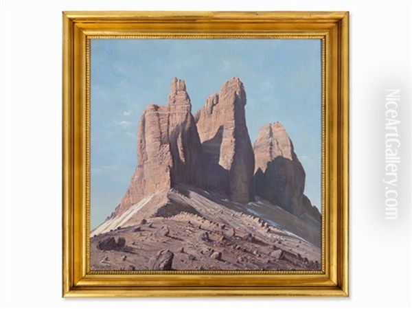 Dolomites - Tre Cime Oil Painting by Hans Sterbik