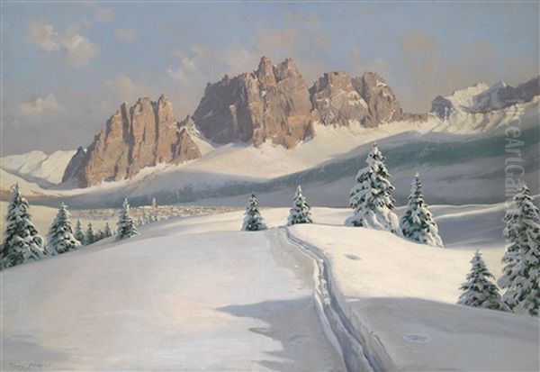 Winter In Den Dolomiten Oil Painting by Hans Sterbik