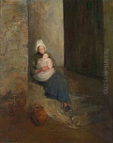 Femme A L'enfant Oil Painting by David Petrovitch Sterenberg