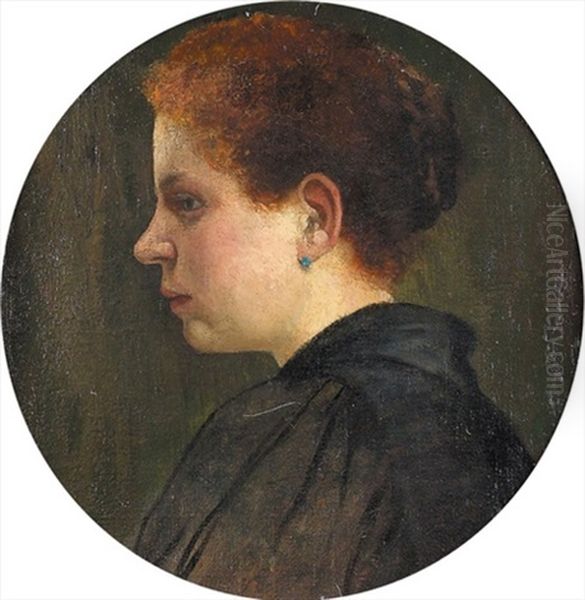 Portrat Einer Jungen Frau Mit Roten Haaren Oil Painting by Richard Sterer