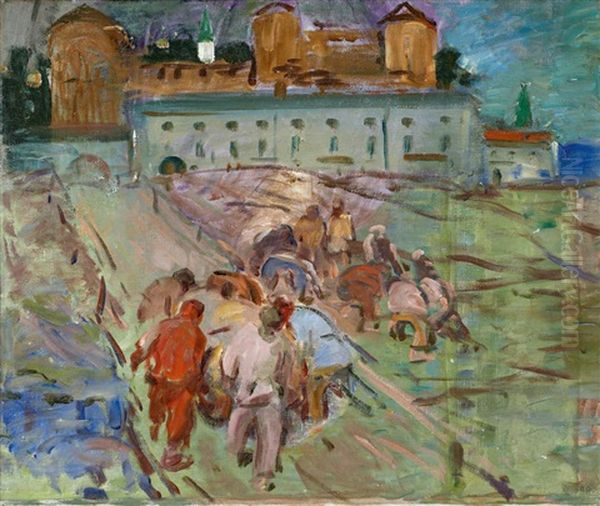 Verladearbeiten In Nishni Nowgorod Oil Painting by Robert Hermann Sterl