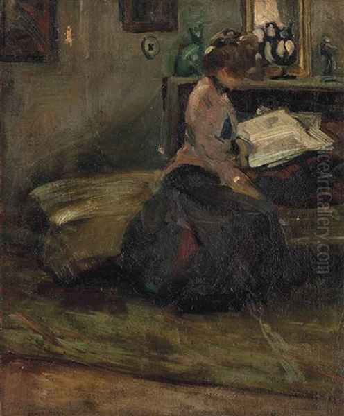 Lady Reading Oil Painting by Ernst Stern