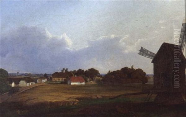 Lettische Landschaft Mit Windmuhle Oil Painting by Friedrich Siegmund Stern