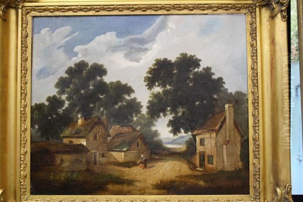 A Norfolk Village Oil Painting by Charles Brooke Branwhite