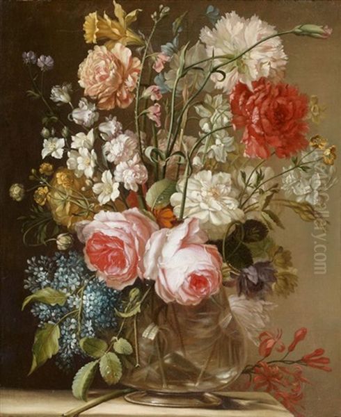 Vase De Fleurs Sur Un Entablement Oil Painting by Ignaz Stern