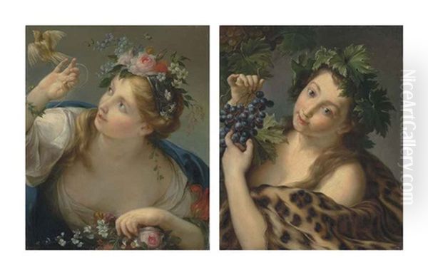 Allegory Of Spring And Allegory Of Autumn (2 Works) Oil Painting by Ignaz Stern