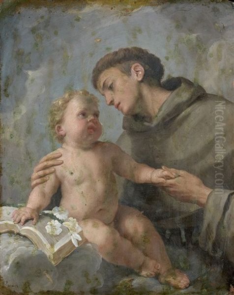 Saint-antoine De Padoue Et L'enfant Jesus Oil Painting by Ludovico Stern