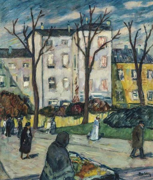 Scene De Rue, Paris Oil Painting by Max Stern