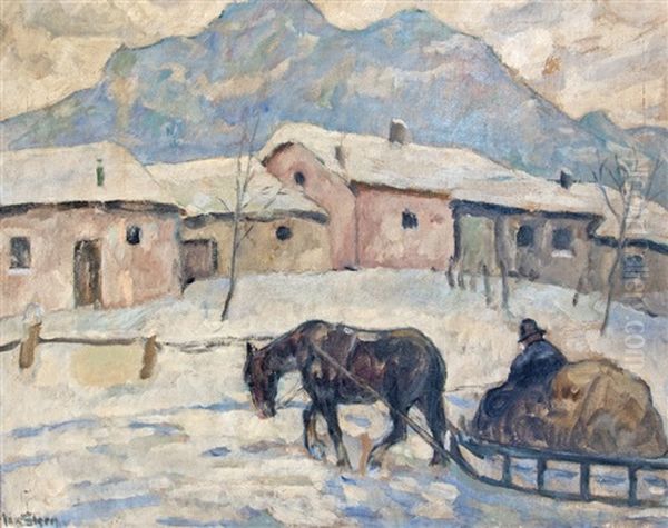 Winter In Sils Baselgia, Engadin Oil Painting by Max Stern