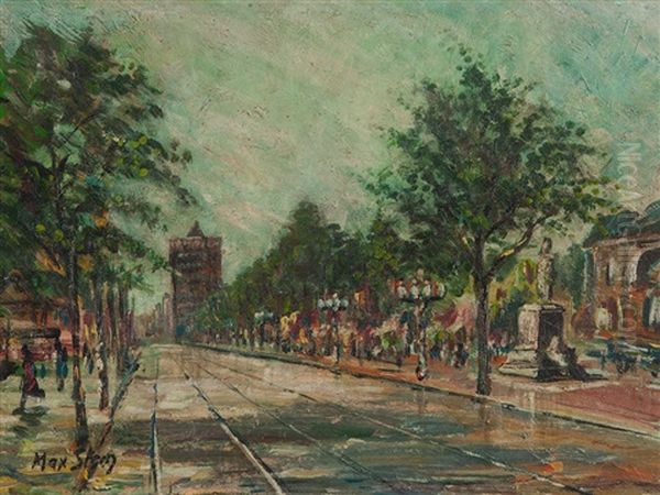 Busy Street / Hindenburgwall Oil Painting by Max Stern