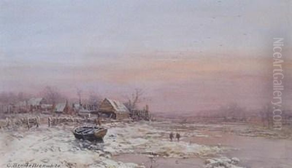 Winter Near Newport Oil Painting by Charles Branwhite