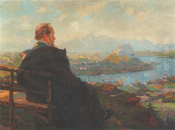 Der Maler Blickt Vom Gaisberg Auf Salzburg Oil Painting by Jacques Sternfeld