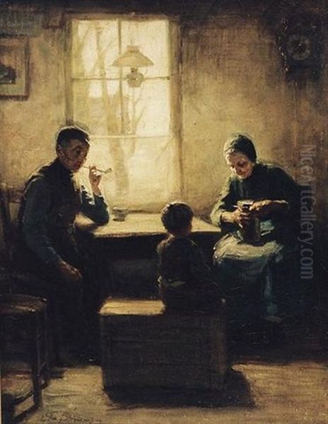 Mealtime Oil Painting by Jacobus Frederik Sterre De Jong