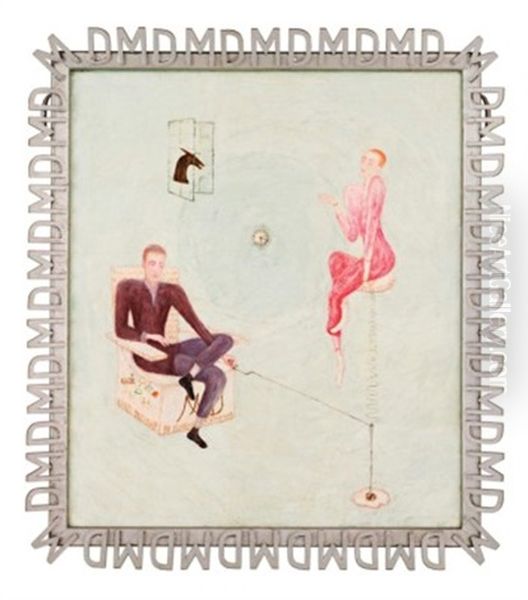 Portrait Of Marcel Duchamp And Rrose Selavy Oil Painting by Florine Stettheimer