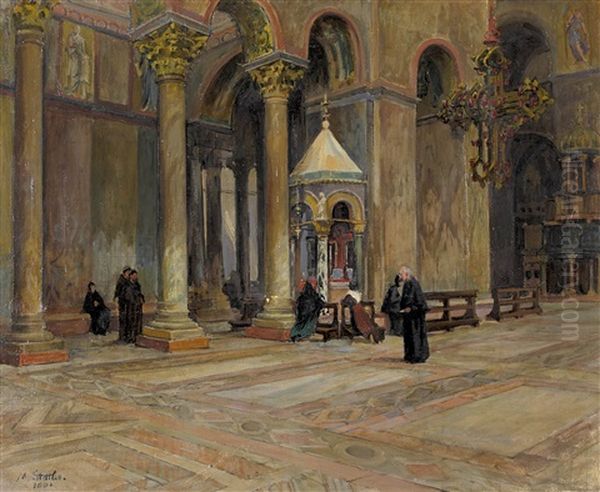 Interieur Von San Marco In Venedig Oil Painting by Martha Stettler