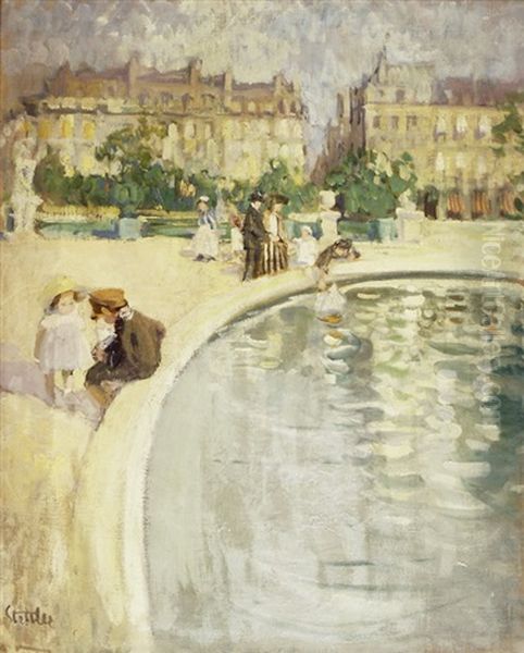 Vergnuglicher Tag Im Jardin Des Luxembourg Oil Painting by Martha Stettler