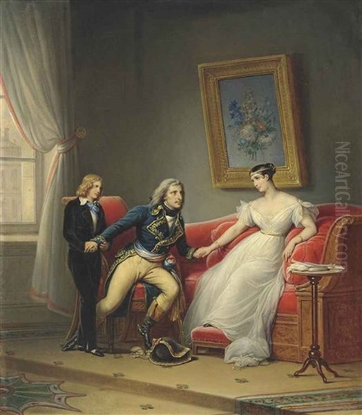 A Proposal Oil Painting by Charles Auguste Guillaume Steuben