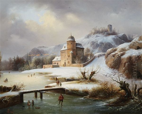 Landscape With A Frozen River by Wilhelm Steuerwald