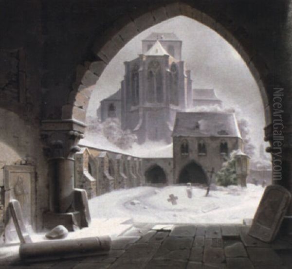 Klosterruine Im Winter Oil Painting by Wilhelm Steuerwald