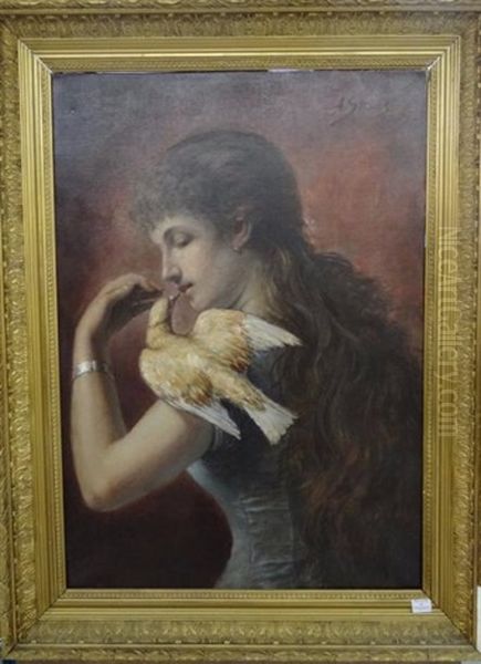 Jeune Fille A La Colombe Oil Painting by Agapit Stevens