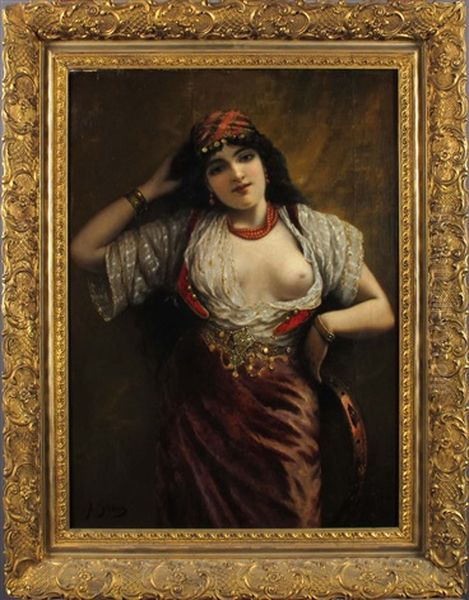 Jeune Oriental Au Tambourin Oil Painting by Agapit Stevens