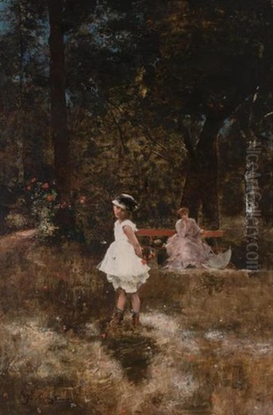 Les Papillons Oil Painting by Alfred Stevens