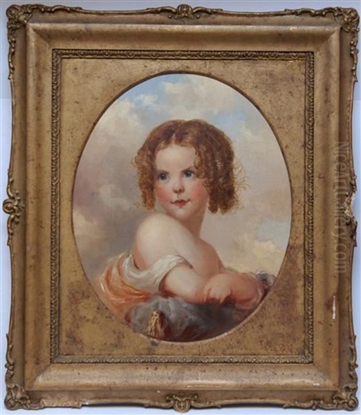 Portrait Of A Young Girl With Curls In Her Hair by Alfred George Stevens