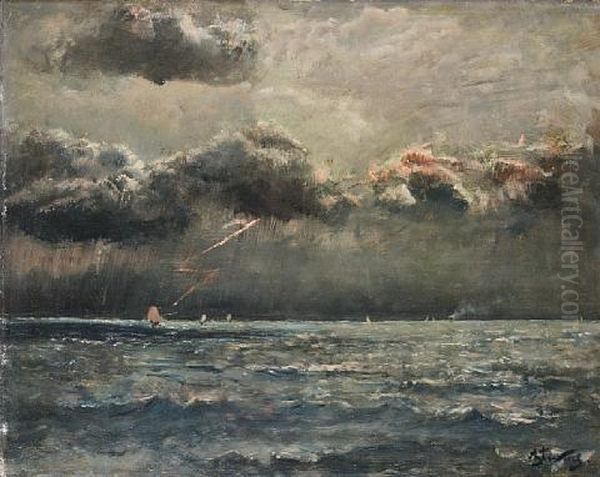 Marine Avec Orage Oil Painting by Alfred George Stevens