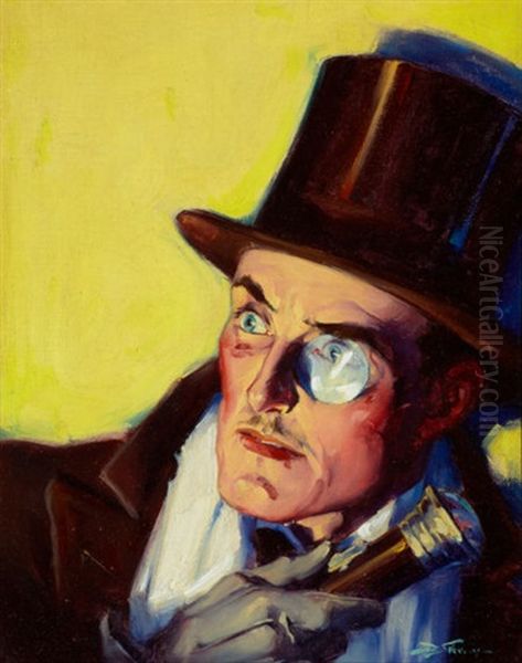 Man With Monocle Pulp Cover Oil Painting by Dalton Stevens