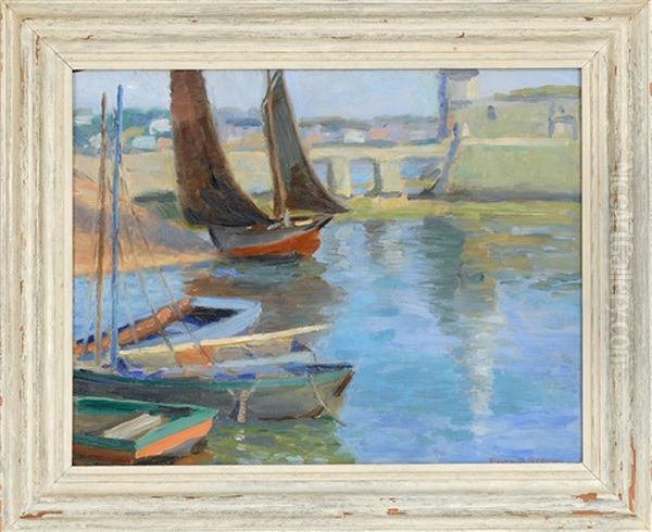 Harbor At Concarneau Oil Painting by Edith Briscoe Stevens