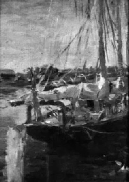 Sailboat At Anchor Oil Painting by Edith Briscoe Stevens