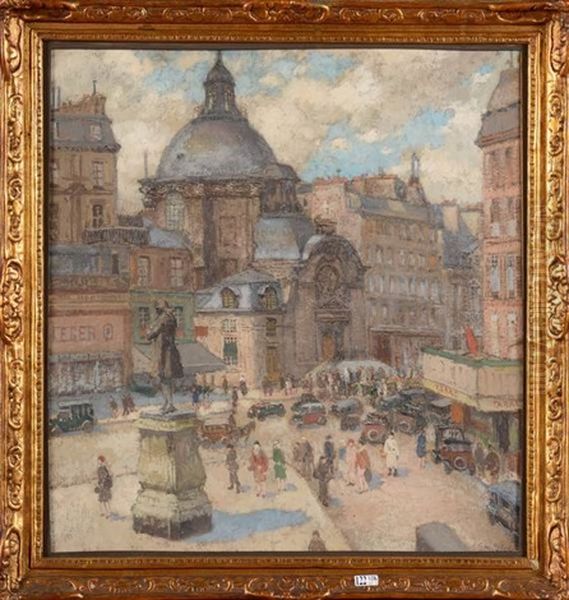 La Rue Saint Antoine A Sainte Marie Oil Painting by Gustav Max Stevens