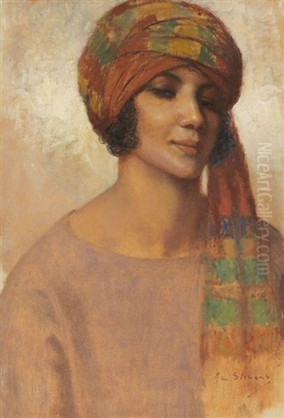 Frau Mit Turban Oil Painting by Gustav Max Stevens