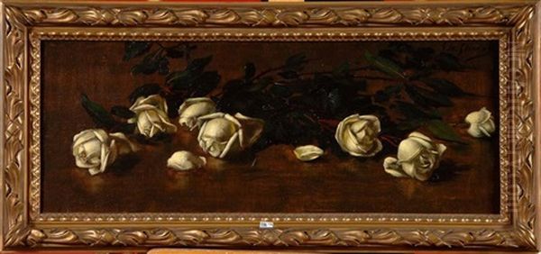 Roses Blanches Oil Painting by Gustav Max Stevens