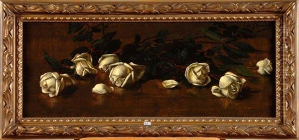 Roses Blanches Oil Painting by Gustav Max Stevens