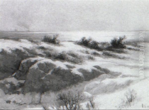 Coastal Snow Oil Painting by John Calvin Stevens